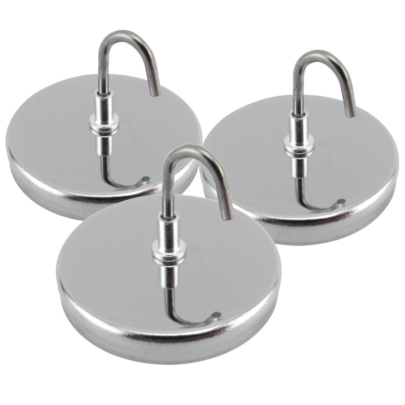 Master Magnetics Magnetic Handi-Hook with Chrome Plate - 2.04" Diameter, 1.275" Total Height, 20 Pounds, Silver, Pack of 3, MHHH20X3 - Image 1